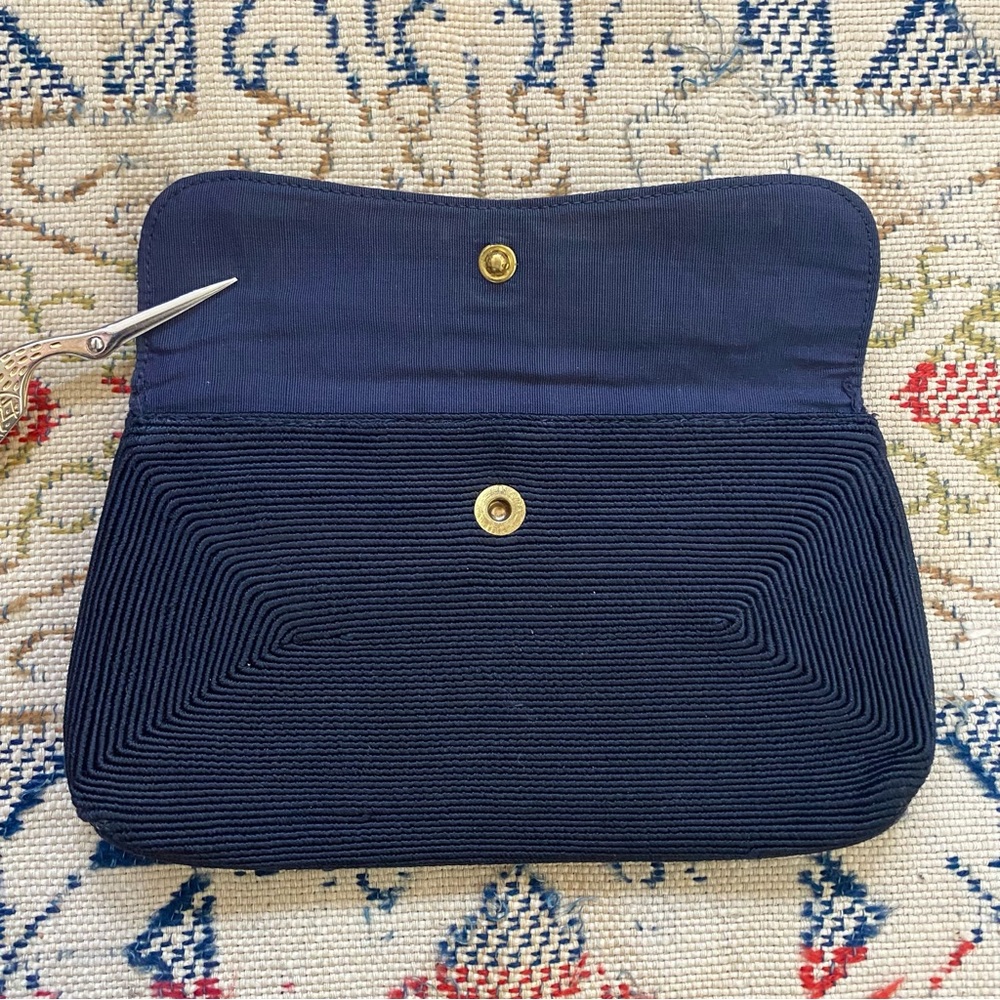 Vintage 1940s Normandie Corde Bag Black Cord Clutch 40s Evening Purse - Picture 4 of 11